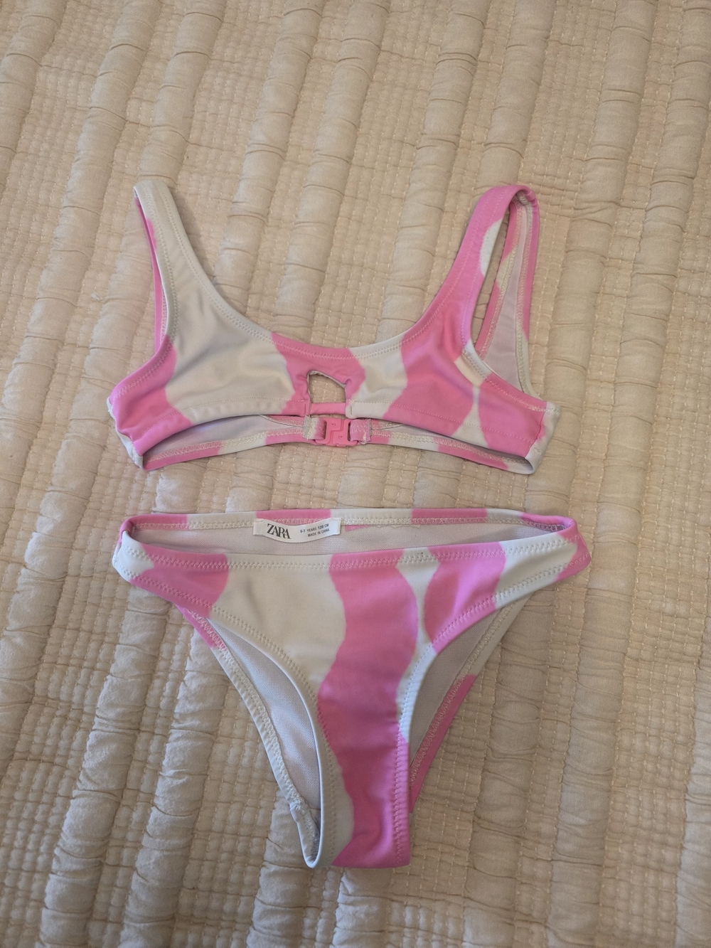 Kids Zara Pink & White Wave-Print Bikini Set
